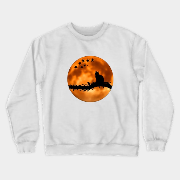 Silueta de gato sentado en una rama Crewneck Sweatshirt by WilsonQR